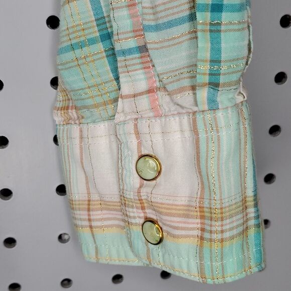 TwentyX  Mint Green Plaid Western Shirt,  Gorgeous Snaps, Sz Large - Picture 5 of 9